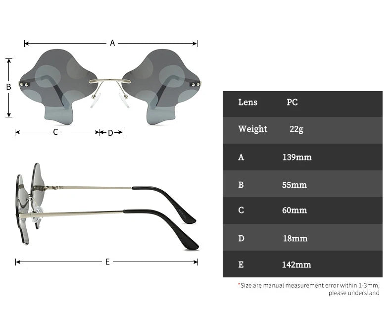Mushroom Shape Rimless Sunglasses - silverfoxgoods